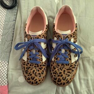 Leopard Print Sneakers with Blue Accents